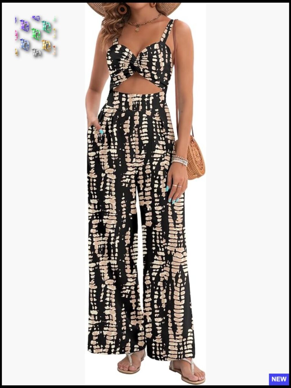 Sleeveless V-Neck Jumpsuit Elegant Twist Front Wide Leg Casual Summer Romper